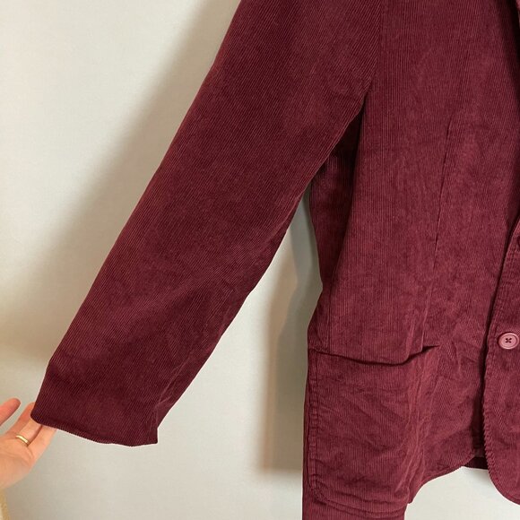 Threads 4 Thought Corduroy Blazer Burgundy Men Size Large Organic Cotton Reddish - Picture 12 of 13